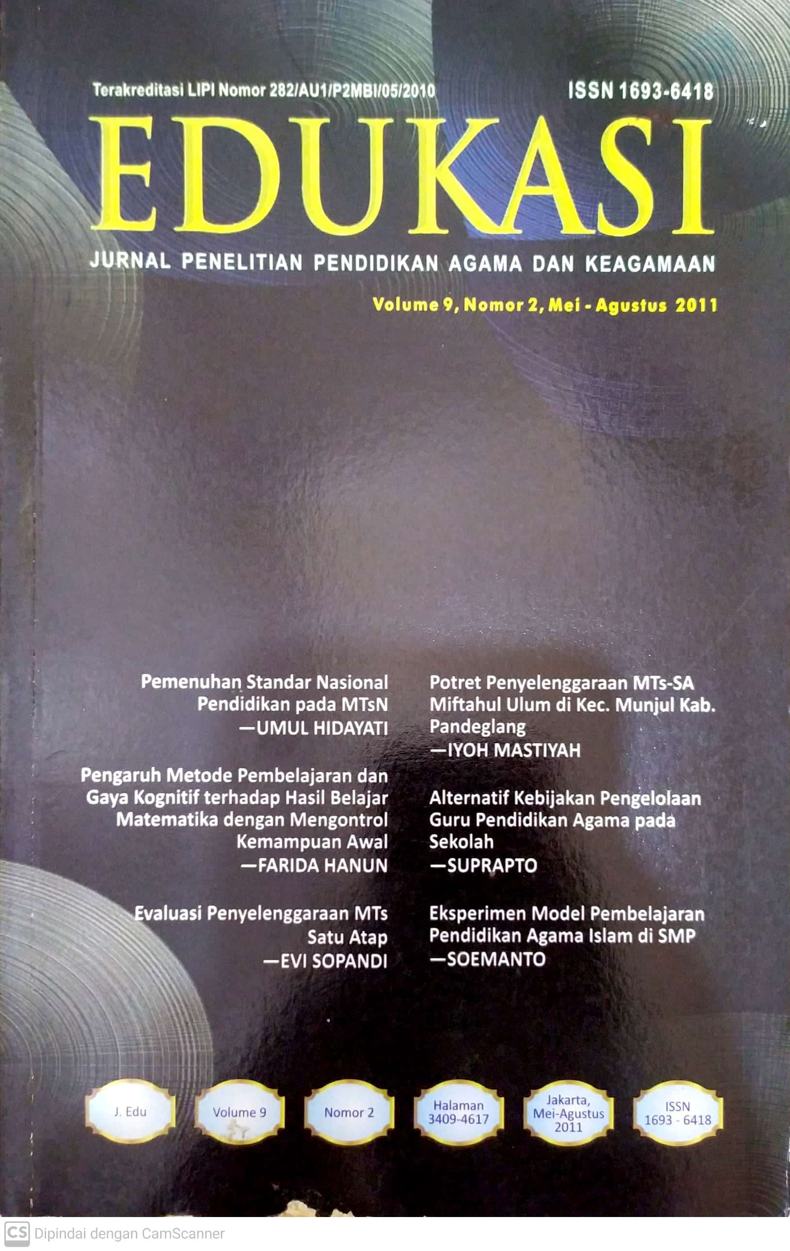 Edukasi: Jurnal Penelitian Pendidikan Agama dan Keagamaan